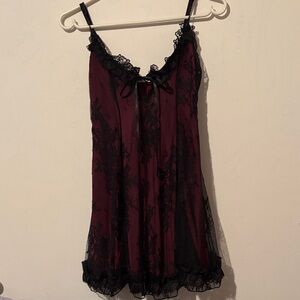 Dolls Kill Elegant Black and Red Lace Dress